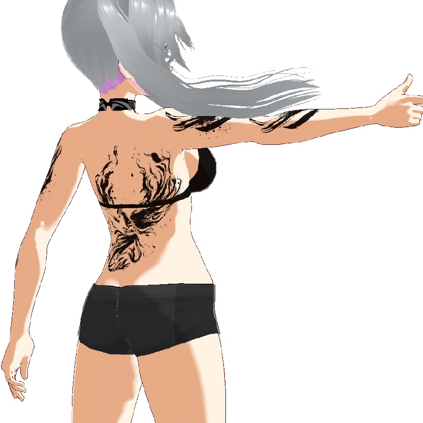 Yatanoctis 鳳凰の墨絵タトゥーデカール (背中) - vroidテクスチャ