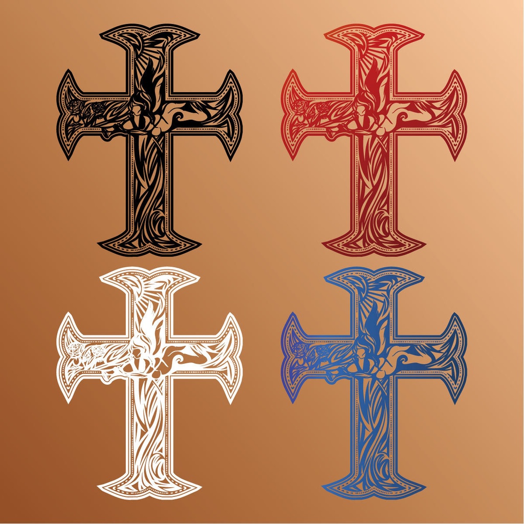 Lux Rosaria - 太陽と薔薇と天使のロザリオ デカール・タトゥー - 高解像度png or ai(ベクター)