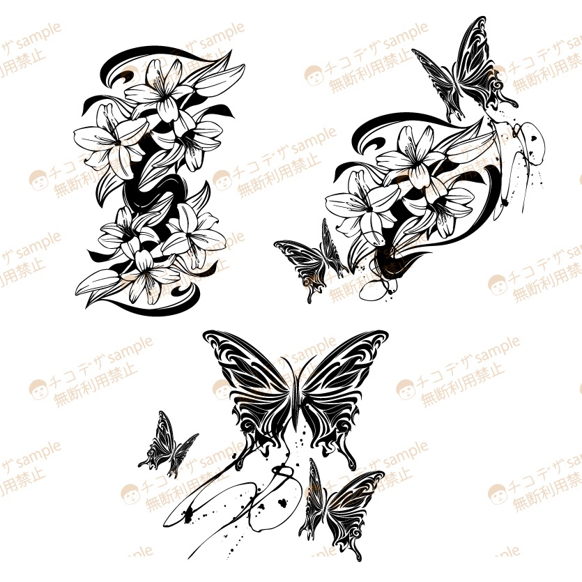 Dark Sings -Lilium(リリウム)ゆりの花と蝶々のvroidテクスチャデカールセット