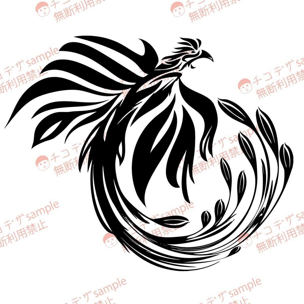 火の鳥・フェニックスの円形のトライバルタトゥー・デカール - 高解像度png or ai(ベクター)