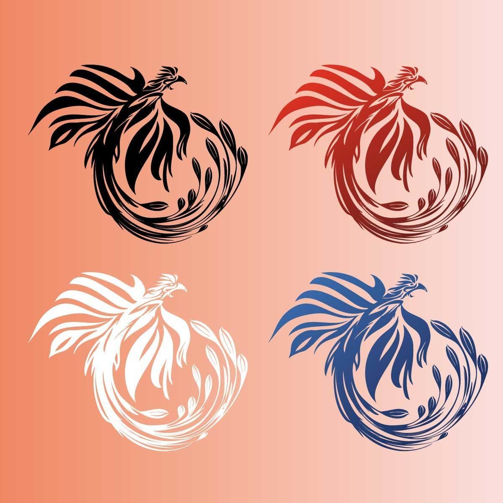 火の鳥・フェニックスの円形のトライバルタトゥー・デカール - 高解像度png or ai(ベクター)