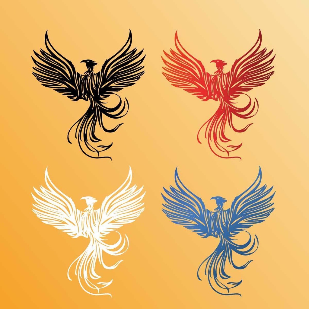 正面構図のフェニックスのトライバルタトゥー - 高解像度png or ai(ベクター)