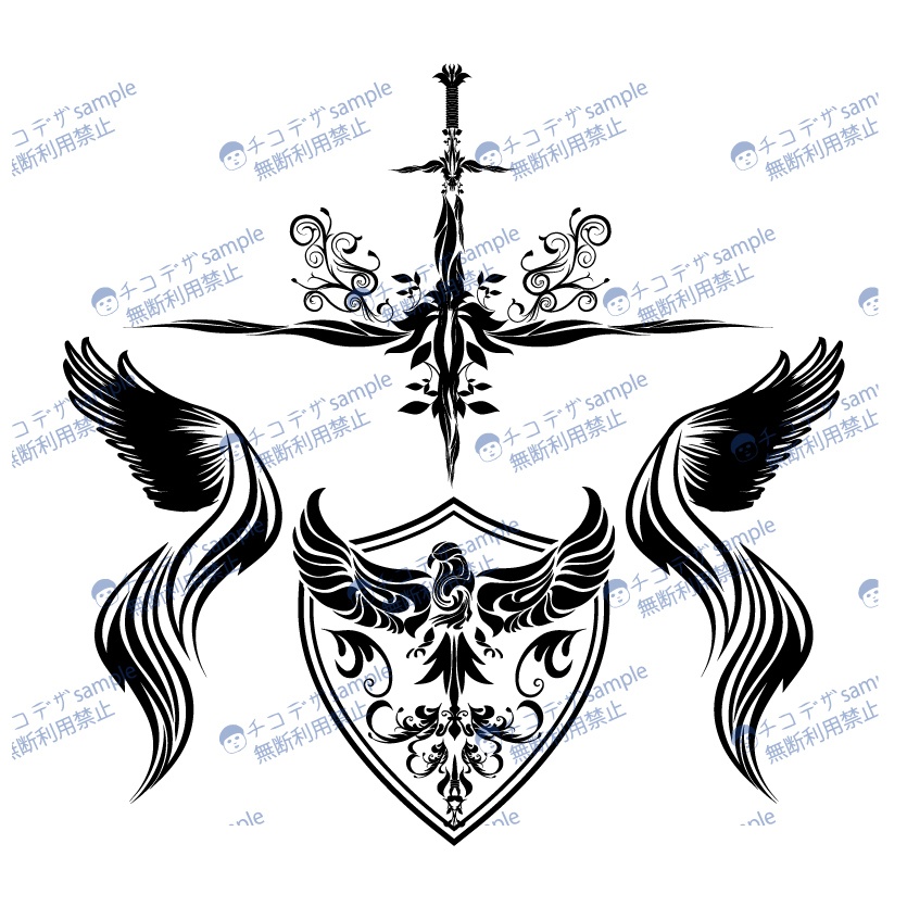 Dark Sings -Gladorion(グラドリオン)鷲と剣のデカール・タトゥーセット