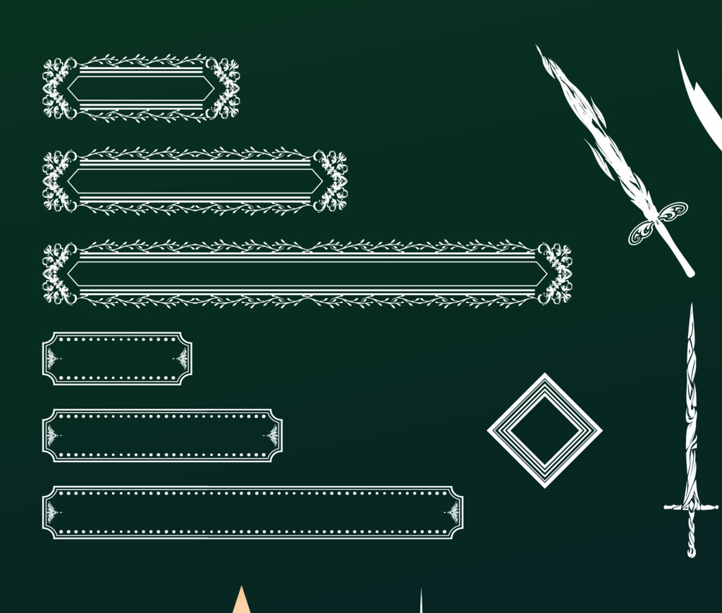 星降る剣Starfall Blade フレーム・装飾100イラスト - ココフォリア部屋デザイン素材セット