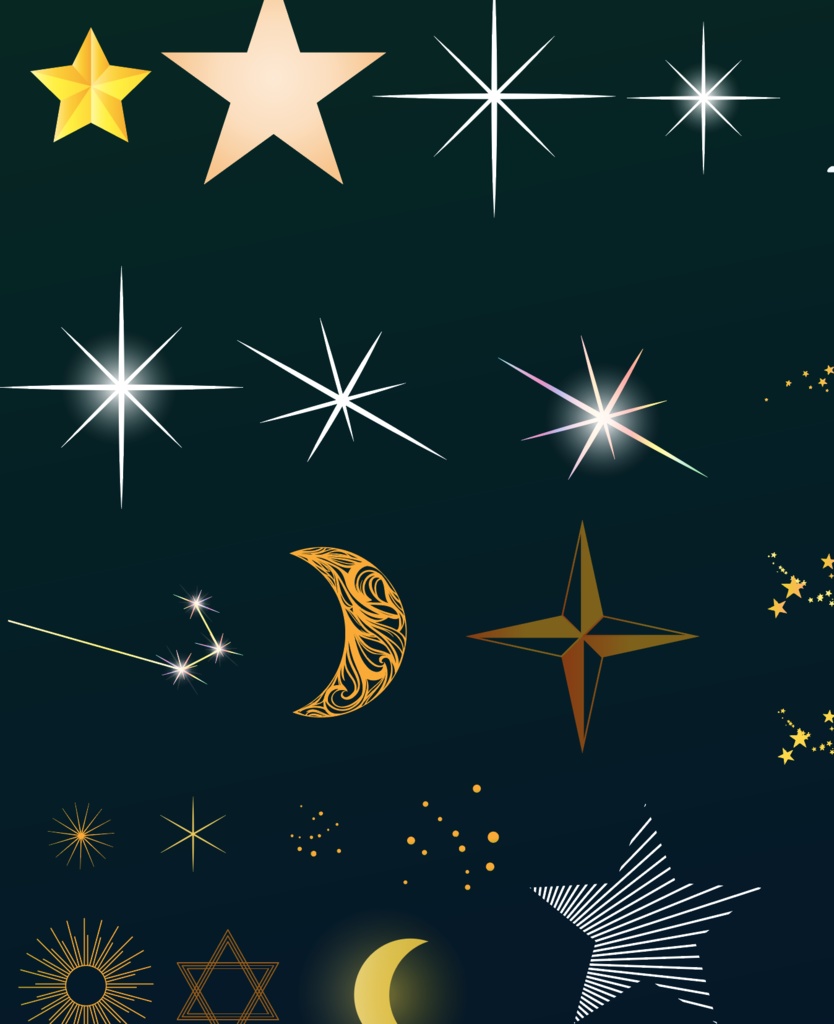 星降る剣Starfall Blade フレーム・装飾100イラスト - ココフォリア部屋デザイン素材セット