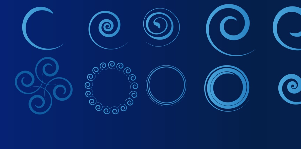 波の円・四角フレームと渦の82種イラスト素材セット