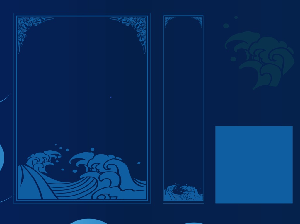 波の円・四角フレームと渦の82種イラスト素材セット