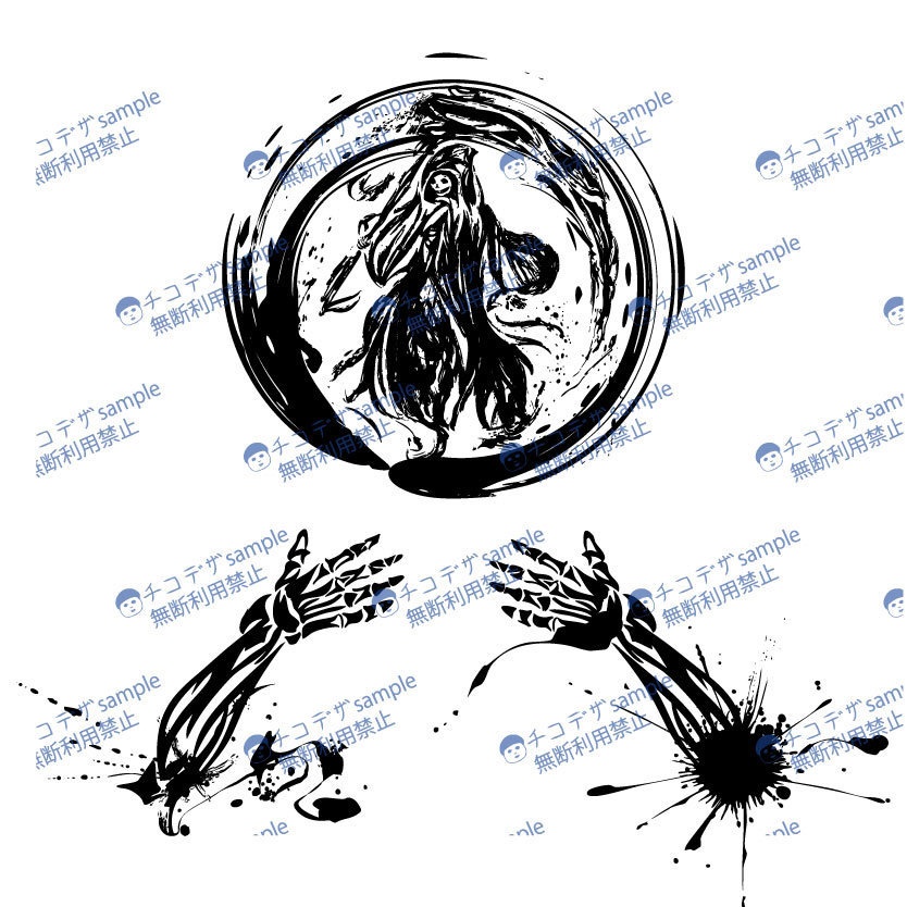 Yatanoctis 死神とスカルの手のタトゥー - vroidテクスチャ