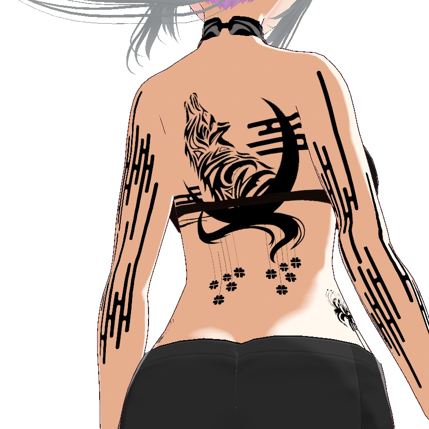 霞牙(かすみが) - 雲と狼と彼岸花のタトゥーデカールセット - Dark Sings