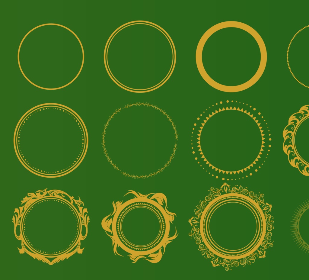 円のフレーム42セット - 正円のおしゃれな枠デザイン素材集(背景透過png or ai)