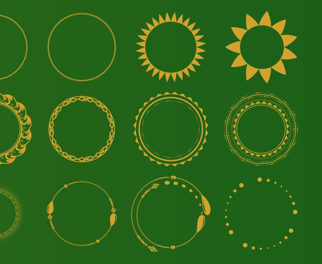 円のフレーム42セット - 正円のおしゃれな枠デザイン素材集(背景透過png or ai)