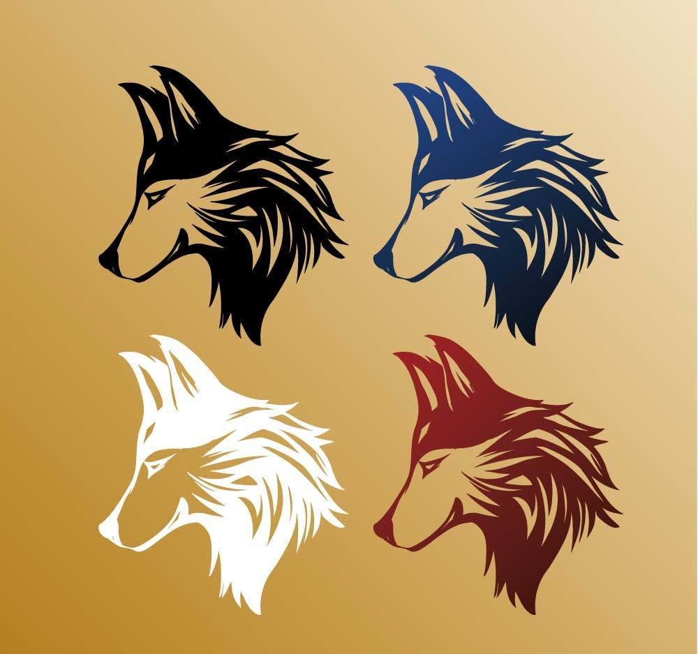 ウルフヘッド - トライバル風タトゥーマーク 高解像度png or ai(ベクター)