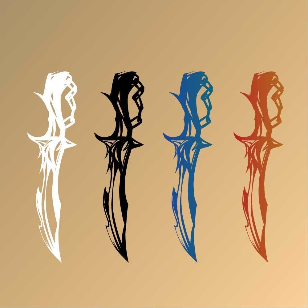 ナイフのトライバル風タトゥー 2種類カラー4種セット 高解像度png or ai(ベクター)