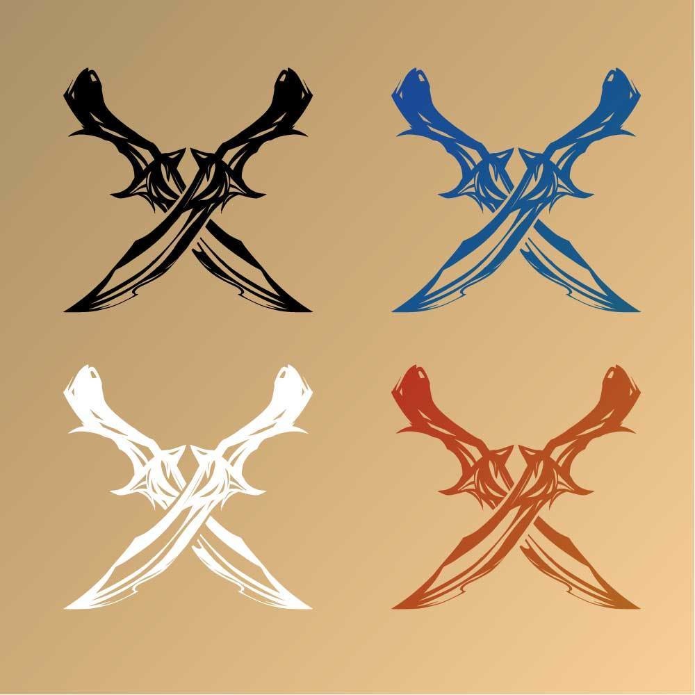 ナイフのトライバル風タトゥー 2種類カラー4種セット 高解像度png or ai(ベクター)