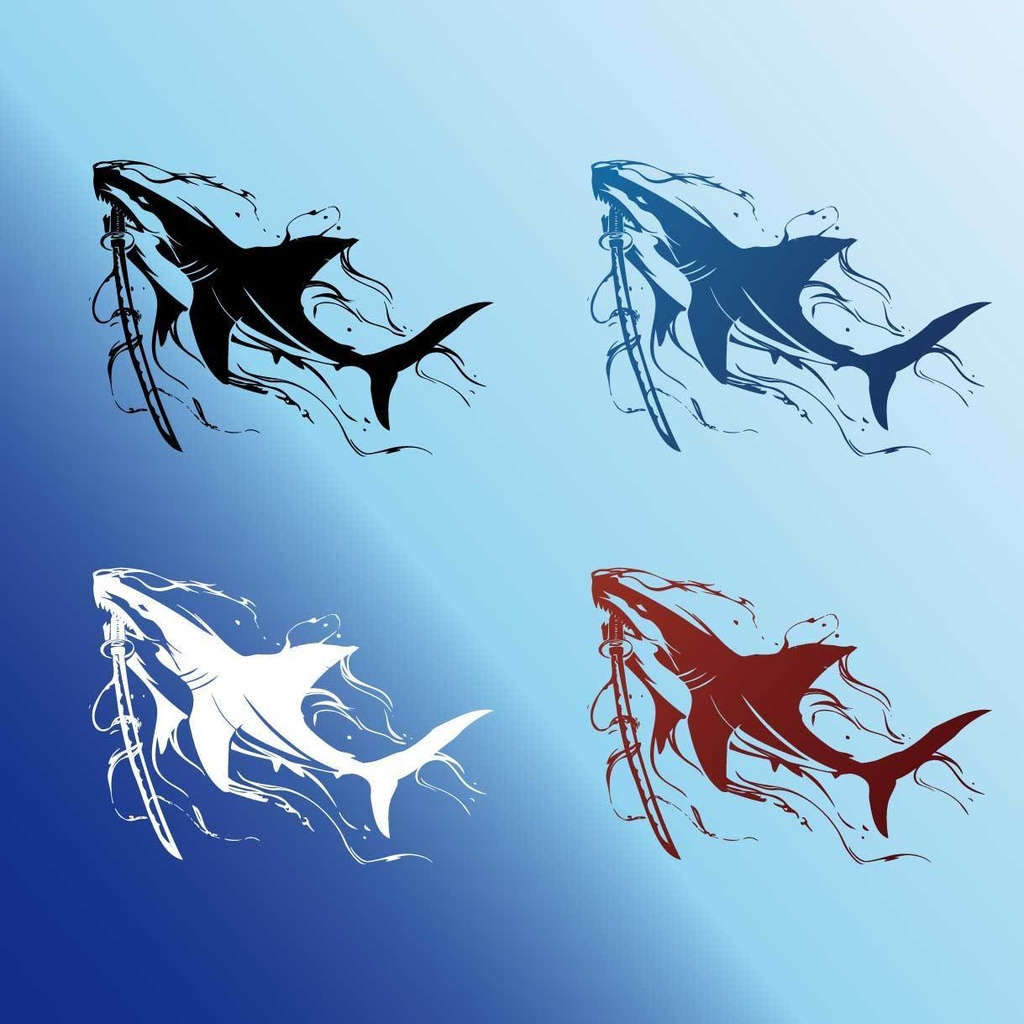 ダークシャークのタトゥー - カラー4種セット 高解像度png or ai(ベクター)