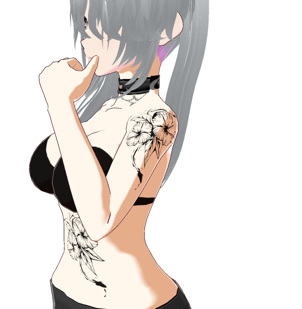 ハイビスカスのタトゥー - カラー4種セット 高解像度png or ai(ベクター)