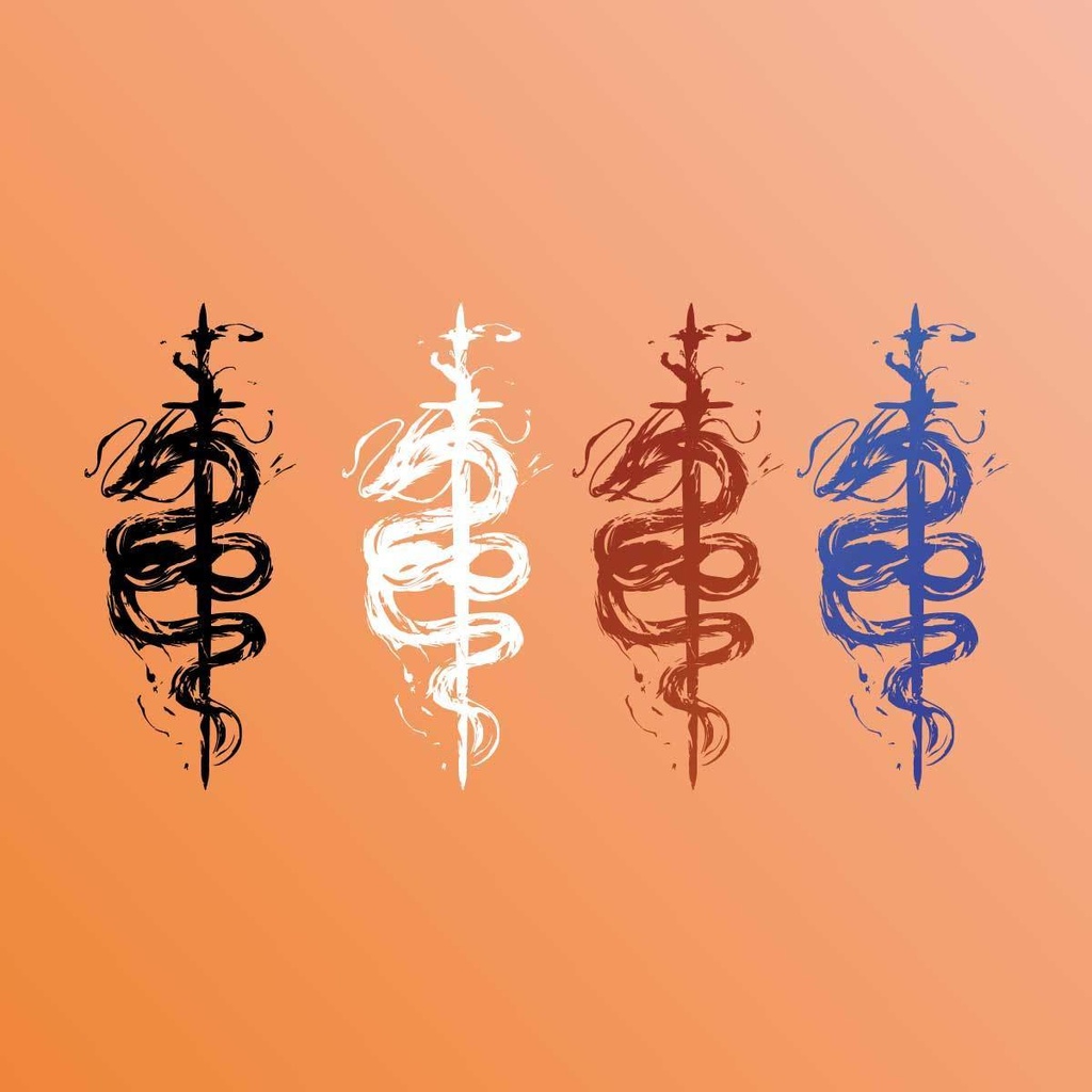 朧ドラゴンと剣のタトゥー - クールなvroid/vrchatデカール - 高解像度png or ai