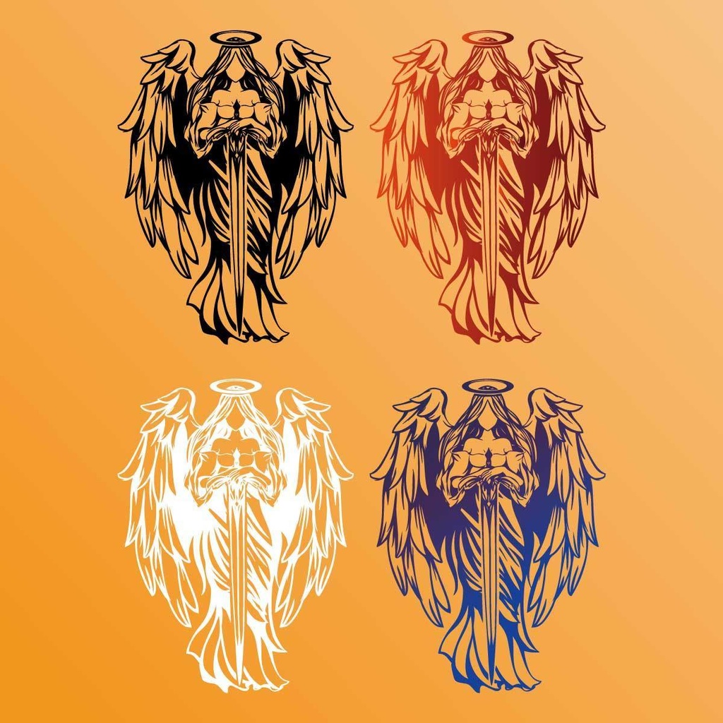 エンジェル騎士のタトゥー - 4色 高解像度png or ai(ベクター)