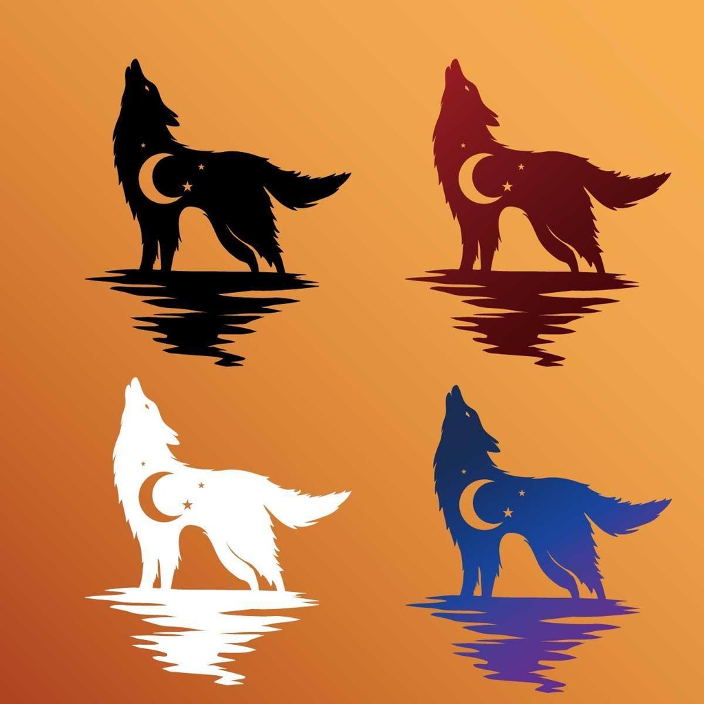 ムーンウルフのアートシルエットマーク - 高解像度png or ai(ベクター)