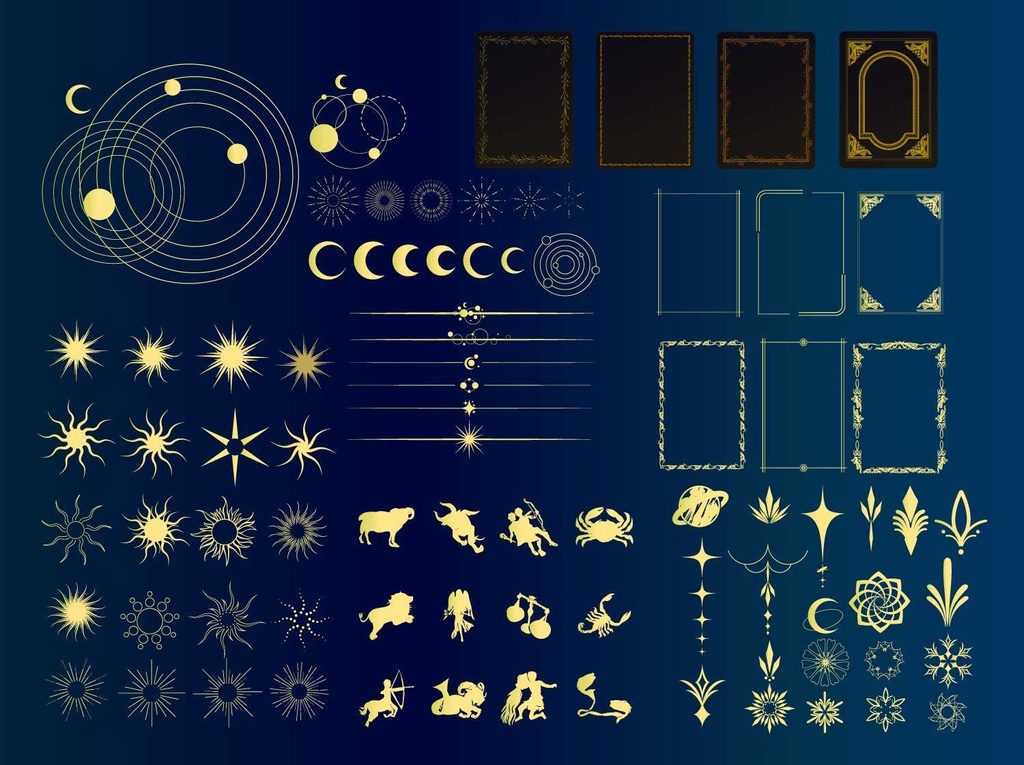 星・太陽宇宙と天体の不思議なTRPGココフォリア部屋素材 - PNG or ai全83セット