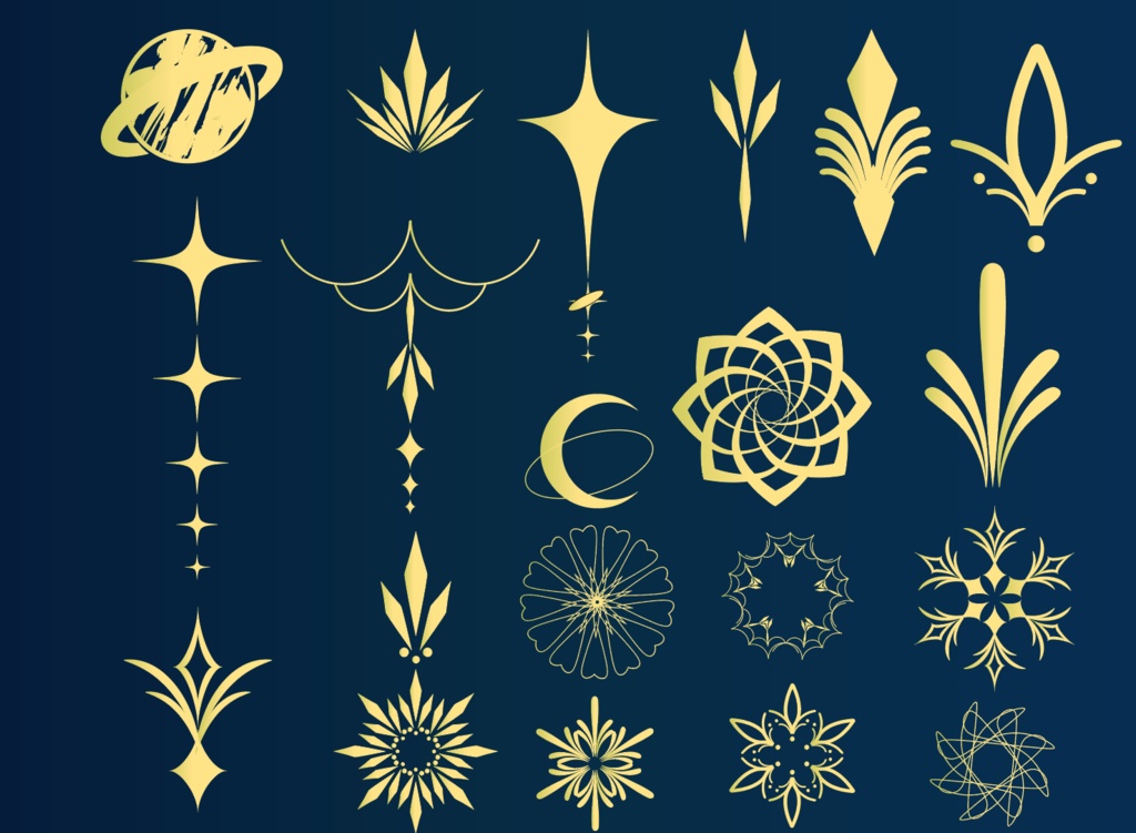 星・太陽宇宙と天体の不思議なTRPGココフォリア部屋素材 - PNG or ai全83セット