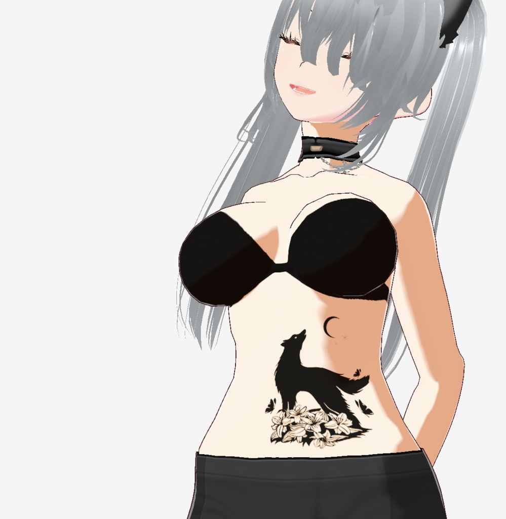 狼花月蝶 - 不思議な遠吠えする狼のタトゥー - 高解像度png or ai(ベクター)