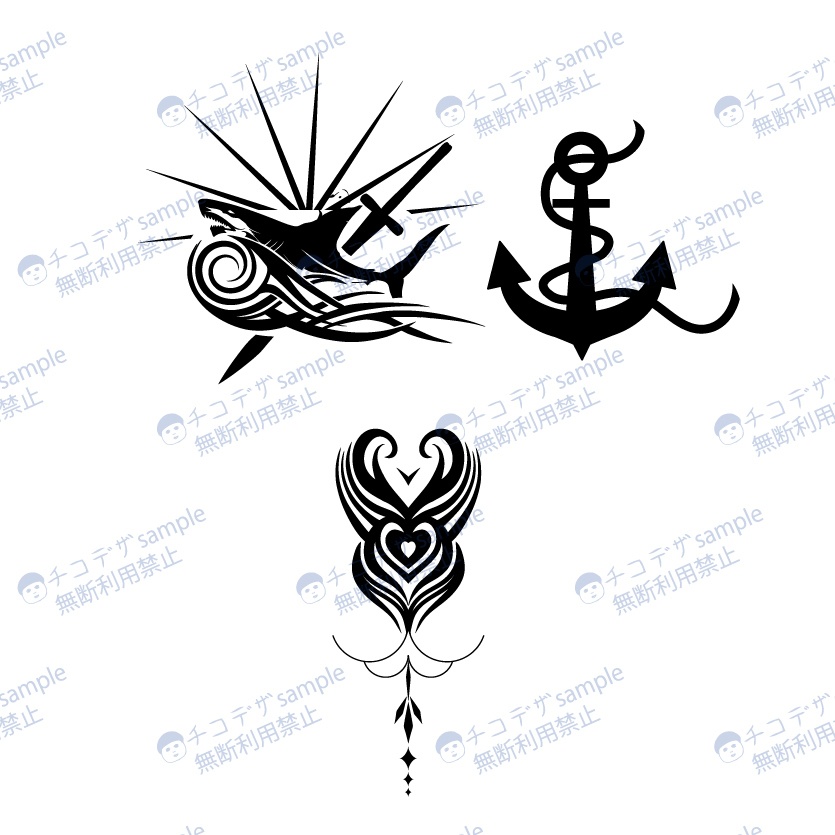 Voratus(ヴォラトゥス) ダークシャークのタトゥーデカールセット - Dark Sings