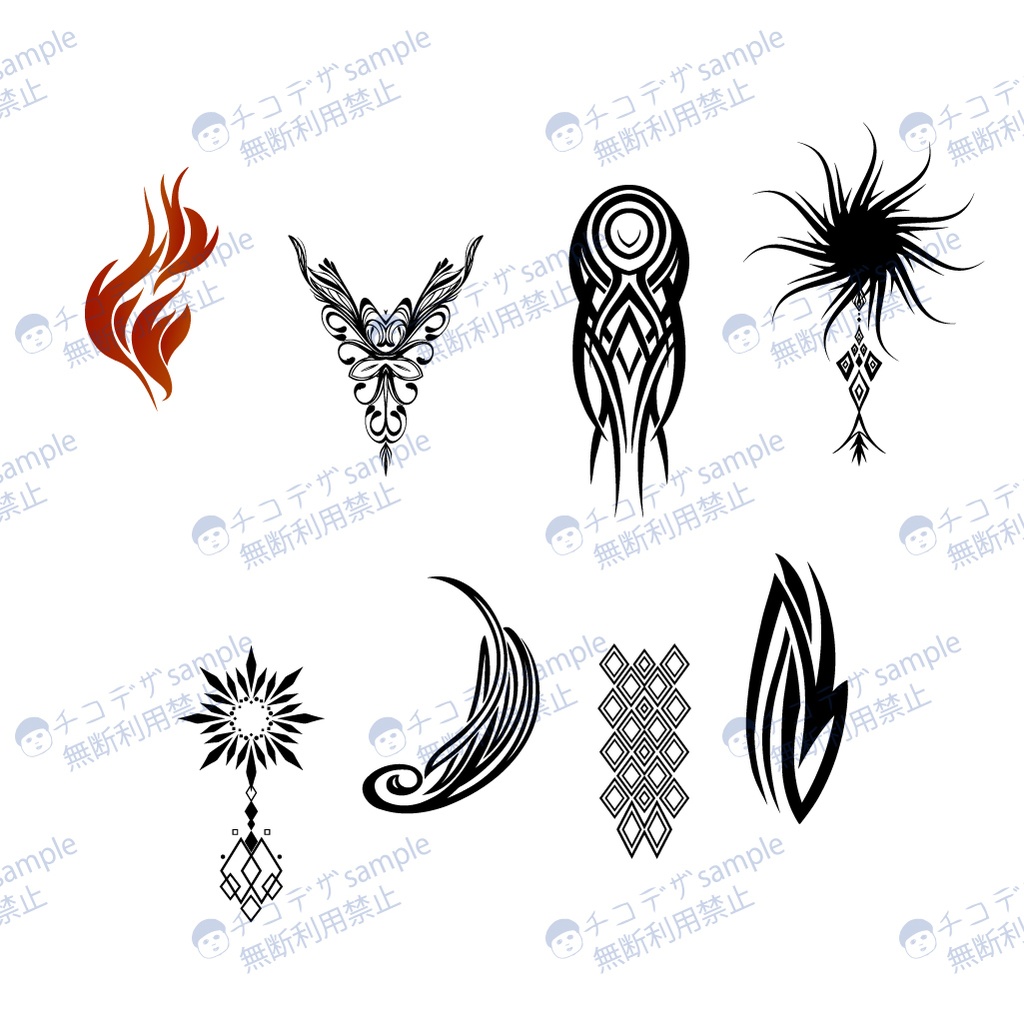 トライバル風クールなvroidフェイスペイント 全8種類 A total of 8 cool tribal-style face paints.