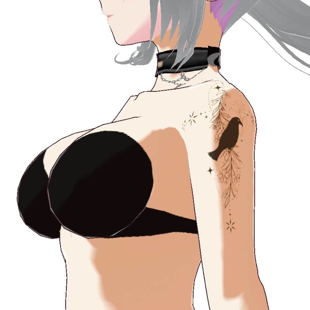 Raven’s Rosary(カラスのロザリオ)美い線画マーク・タトゥー - 高解像度png or ai(ベクター)+vroidテクスチャ