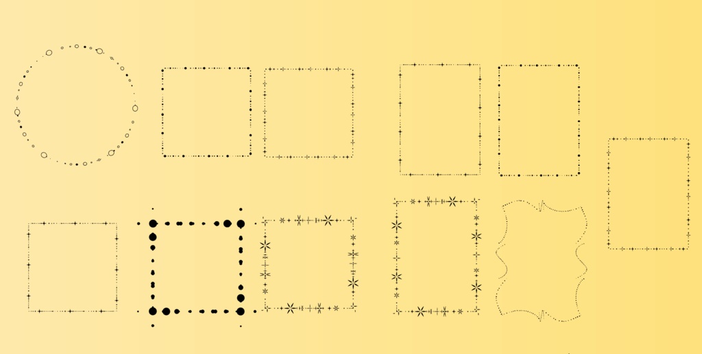キラキラ細い線のビンテージライン・フレーム・枠45種デザインセット - ココフォリアTPGG部屋素材にも