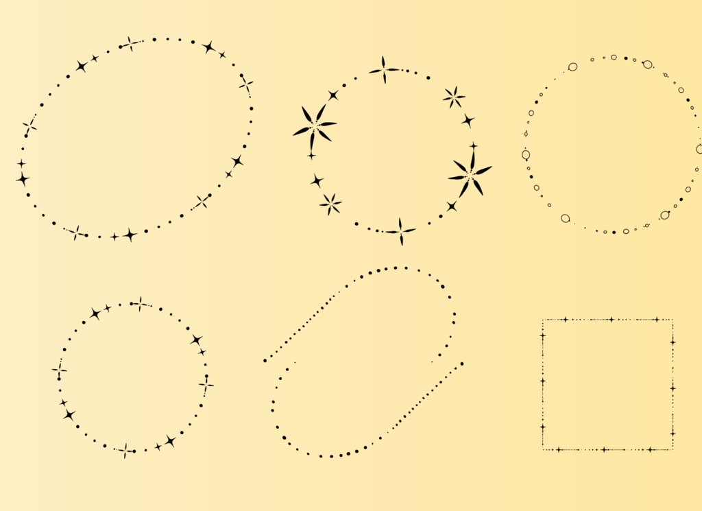 キラキラ細い線のビンテージライン・フレーム・枠45種デザインセット - ココフォリアTPGG部屋素材にも