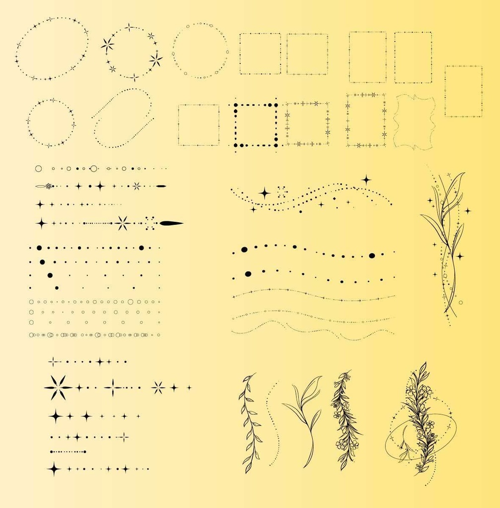 キラキラ細い線のビンテージライン・フレーム・枠45種デザインセット - ココフォリアTPGG部屋素材にも