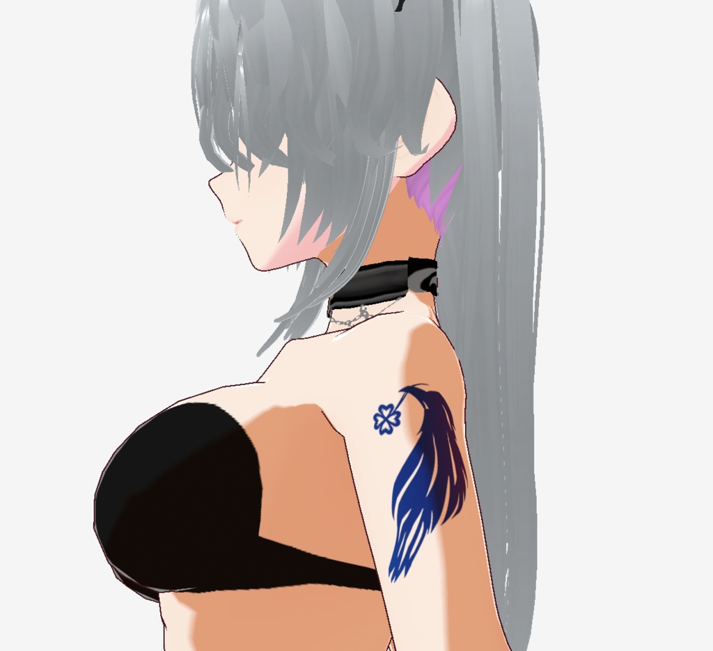 四葉のクローバーとカラスのマーク - シンプルなトライバル風タトゥー素材