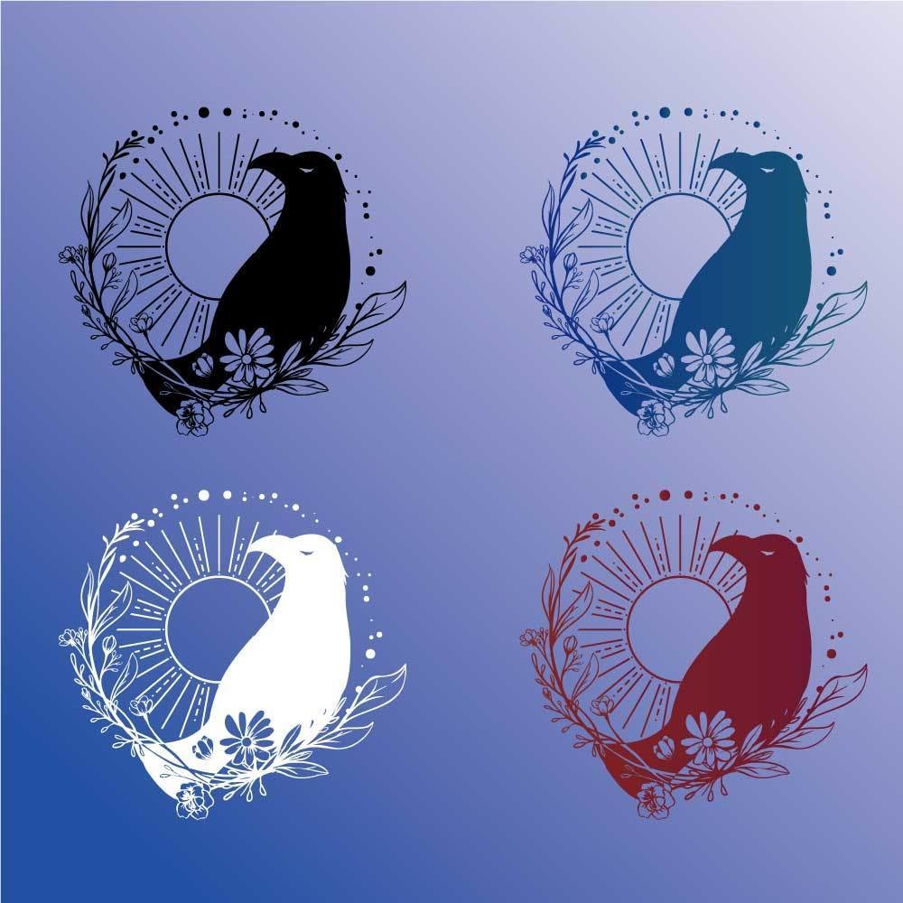 太陽とカラスと花のマーク - 高解像度png4色 or ベクター vrchatテクスチャにも