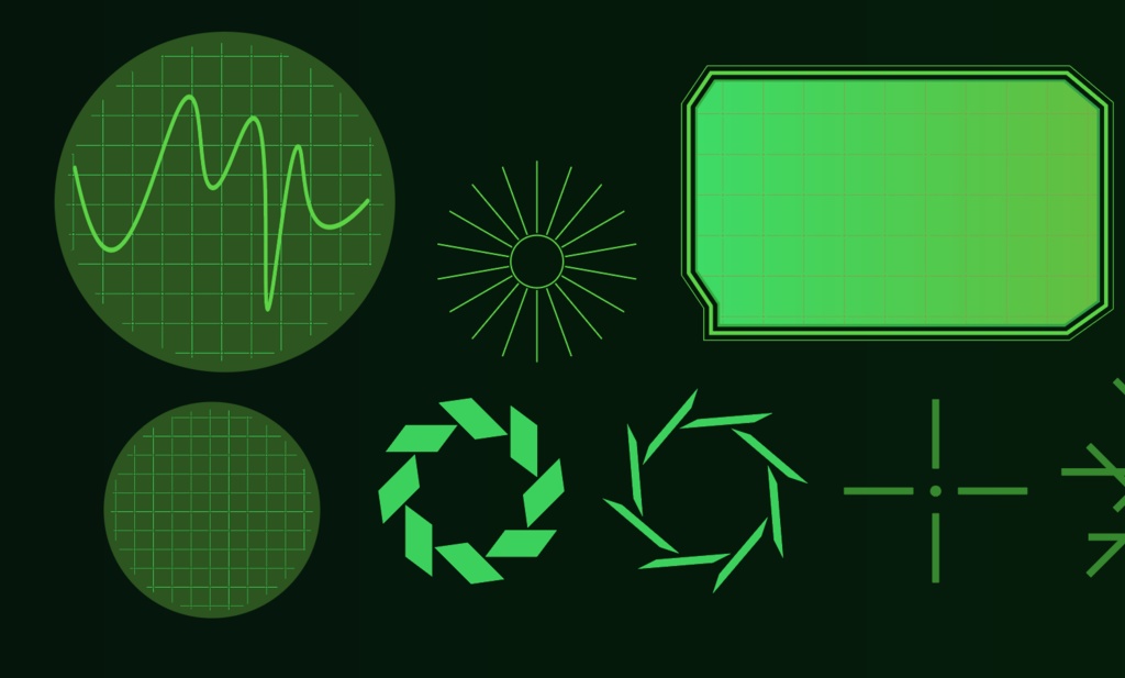 サイバーパンクデザインパーツその3 - 53種類の高解像度png or ai(ベクター)