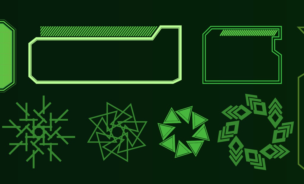 サイバーパンクデザインパーツその3 - 53種類の高解像度png or ai(ベクター)