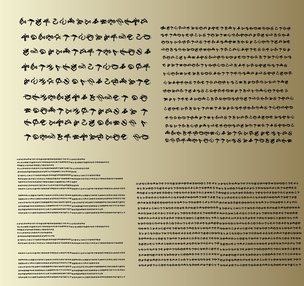 古代文字・ファンタジー風謎の文字11セット・文字列・文字装飾素材セット - 高解像度png or ai(ベクター)