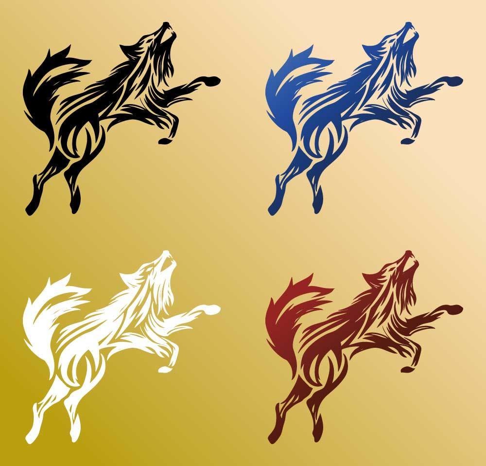 ジャンプする狼のトライバル風タトゥーイラスト - 高解像度png ai(cs2)