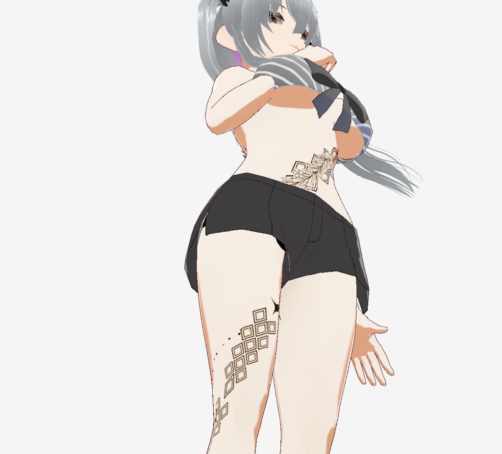 月下の九尾の狐 - 妖の気配を感じる不思議なタトゥー - vroidテクスチャ+高解像度png or ai(ベクター)