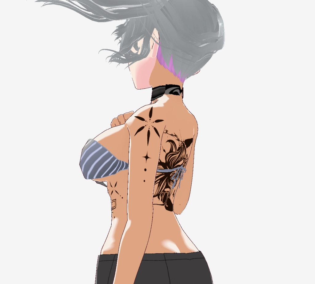 月下の九尾の狐 - 妖の気配を感じる不思議なタトゥー - vroidテクスチャ+高解像度png or ai(ベクター)