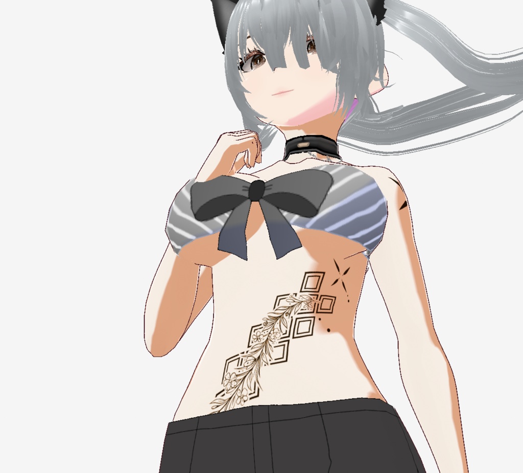 月下の九尾の狐 - 妖の気配を感じる不思議なタトゥー - vroidテクスチャ+高解像度png or ai(ベクター)