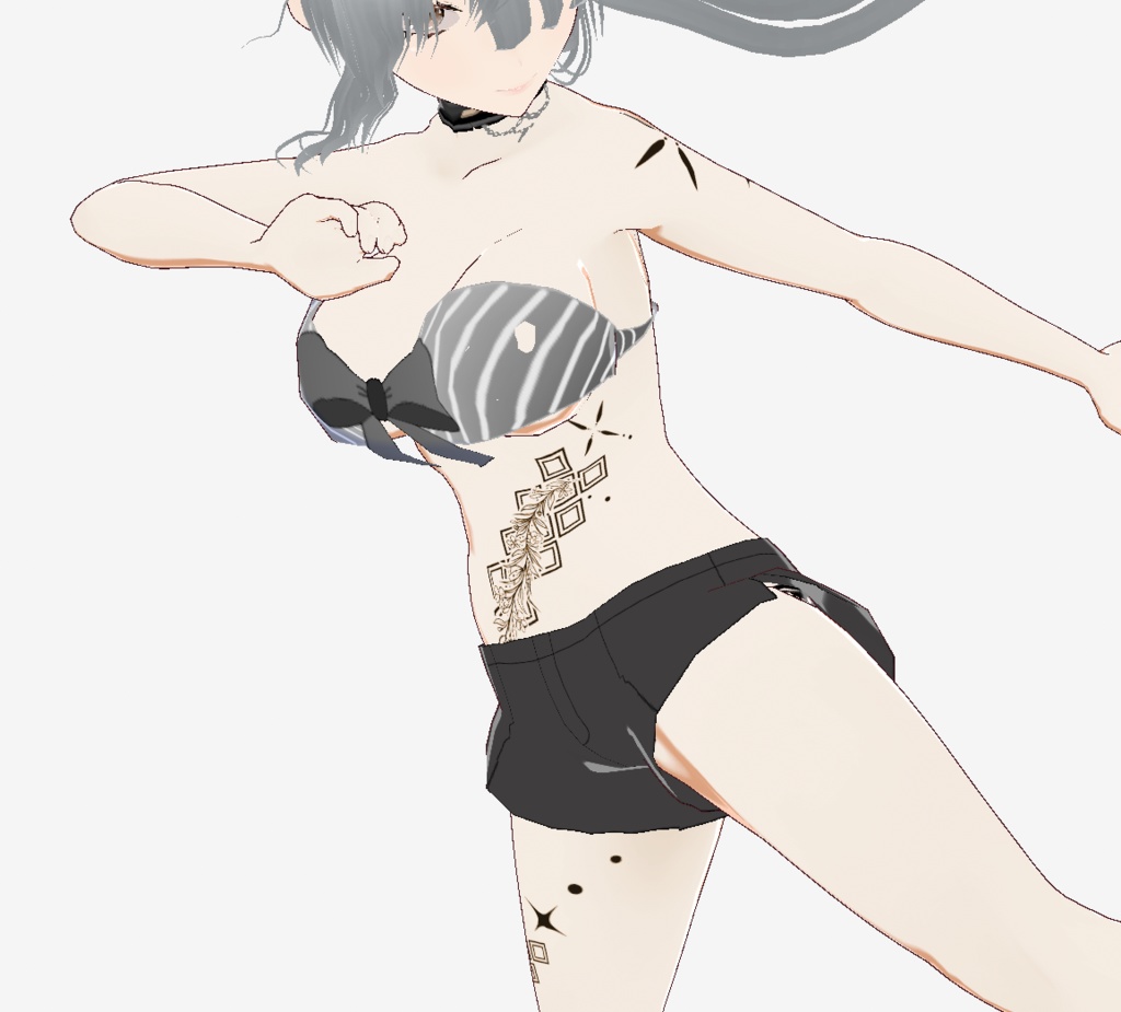 月下の九尾の狐 - 妖の気配を感じる不思議なタトゥー - vroidテクスチャ+高解像度png or ai(ベクター)