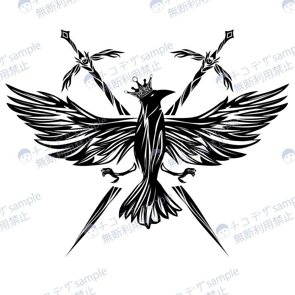 カラスの王 - 翼を広げたカラスのタトゥー - vroidテクスチャ他高解像度png or ai(ベクター)