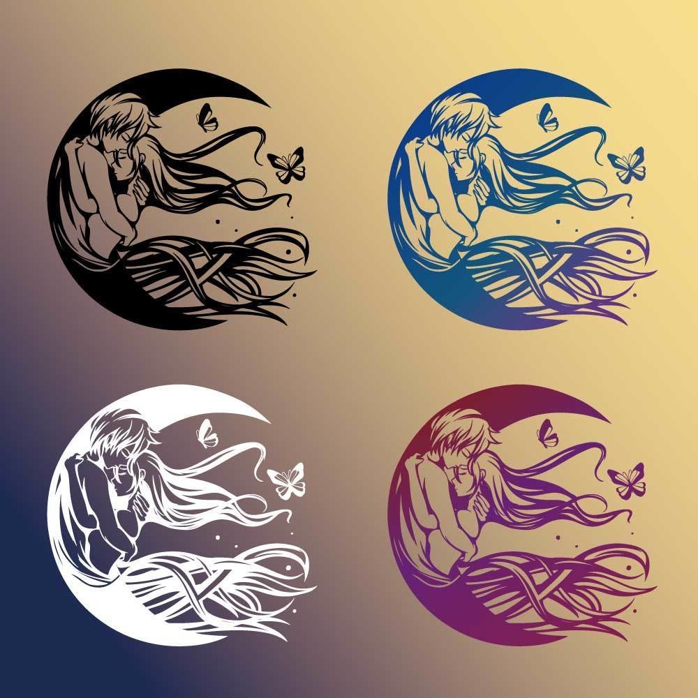 ムーンフレイヤ - 月と永遠の愛のトライバルタトゥー - 高解像度png or ai(ベクター)