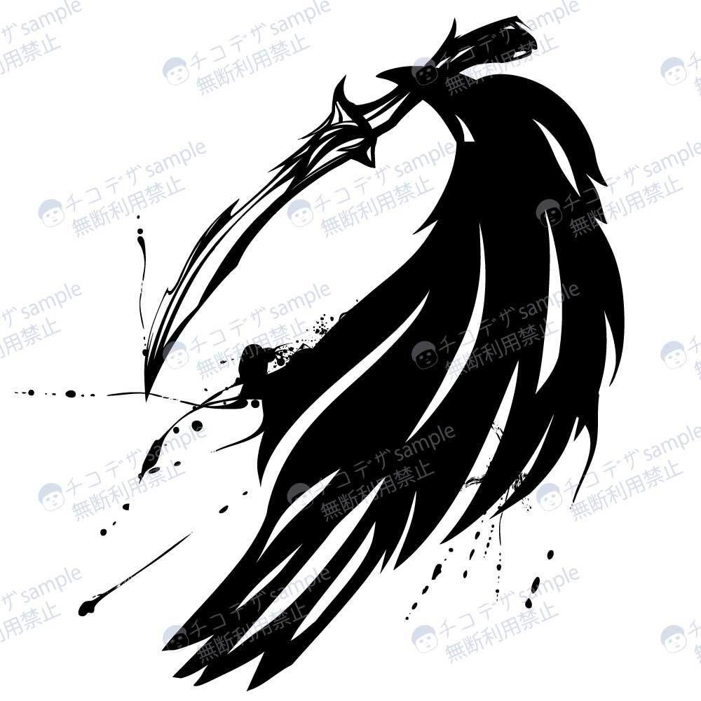 ナイフとカラスの墨絵タトゥー - 高解像度png or ai(ベクター)