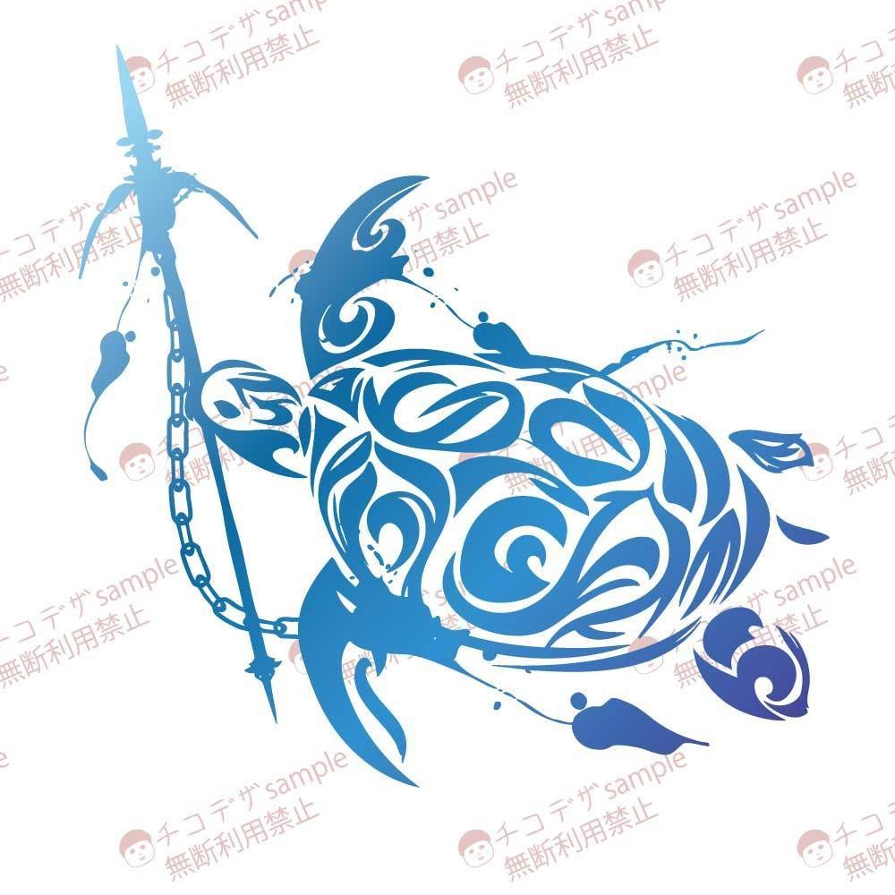 Aqua Guardian - 海の守護神海亀のトライバルタトゥー 高解像度png or ai(ベクター)