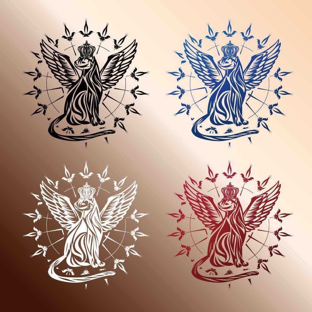 黒翼のケット・シー - 翼の猫のタトゥー - 高解像度png or ai(ベクター)