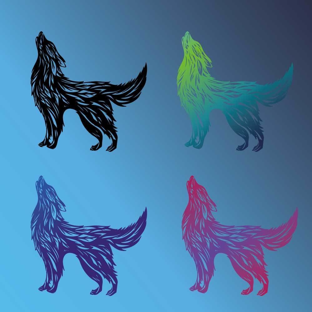 リーフウルフの遠吠え - トライバルタッチのオオカミのタトゥー - 高解像度png or ai(ベクター)