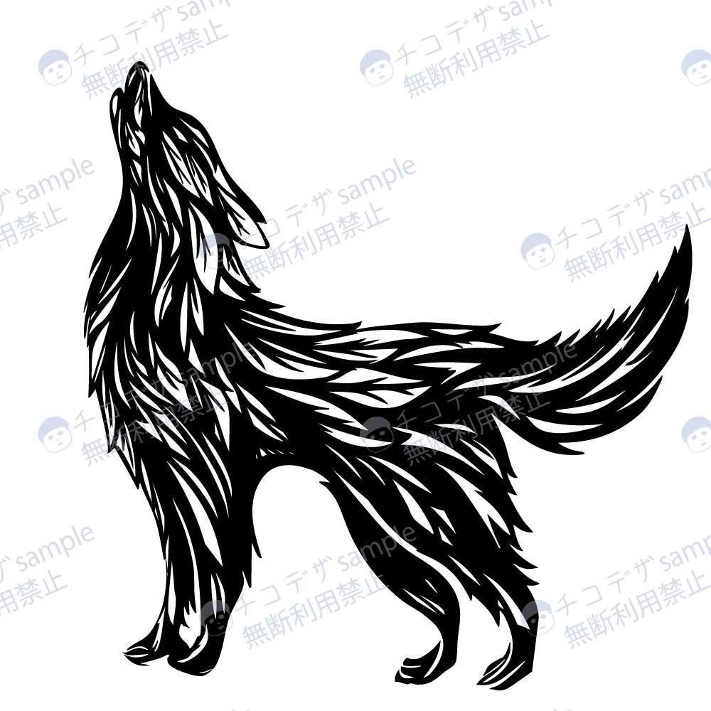 リーフウルフの遠吠え - トライバルタッチのオオカミのタトゥー - 高解像度png or ai(ベクター)