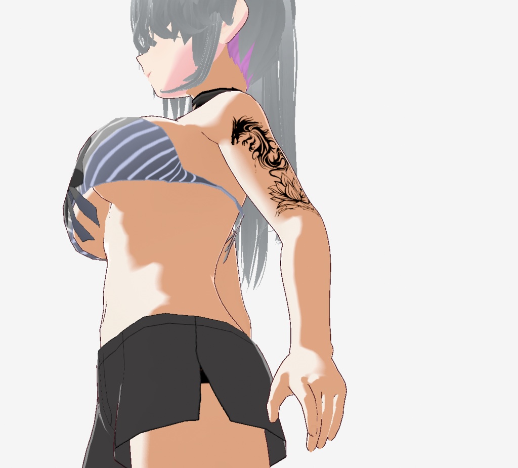 ハスの花のドラゴン - vroidテクスチャ-トライバル風タトゥー - 高解像度png or ai(ベクター)-Yatanoctis